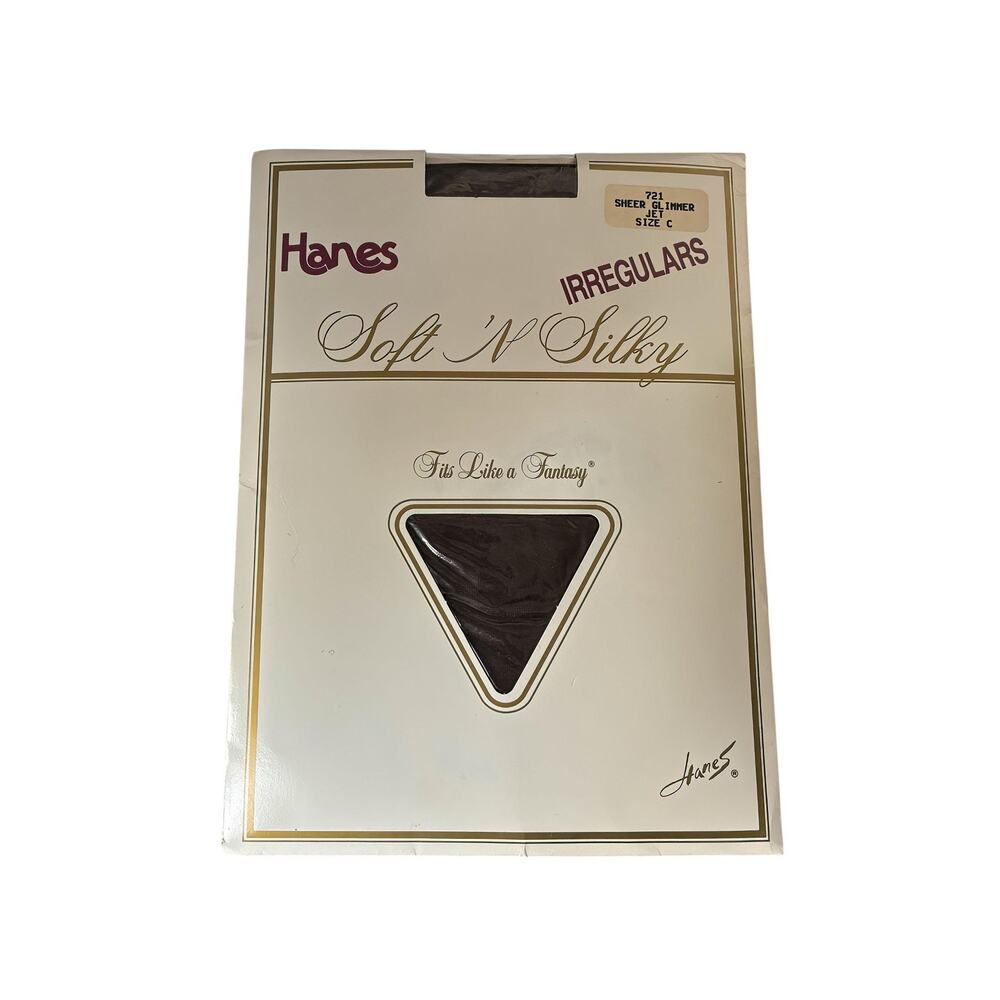 Vintage Hanes Soft N Silky Pantyhose Sheer Glimmer Jet Black Size C Irregulars